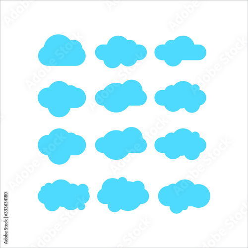Cloud. Abstract white cloudy set isolated on blue background. Vector illustration © dakhola