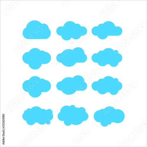 Cloud. Abstract white cloudy set isolated on blue background. Vector illustration