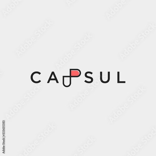 Letter P Capsule Logo Template Vector Design Illustration