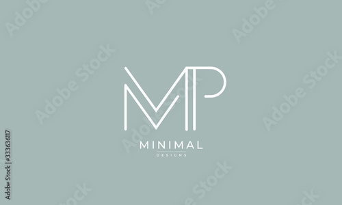 Alphabet letter icon logo MP photo