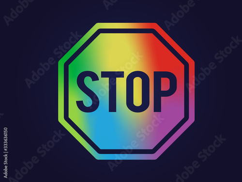 Rainbow stop warning sign flat icon symbol vector format photo