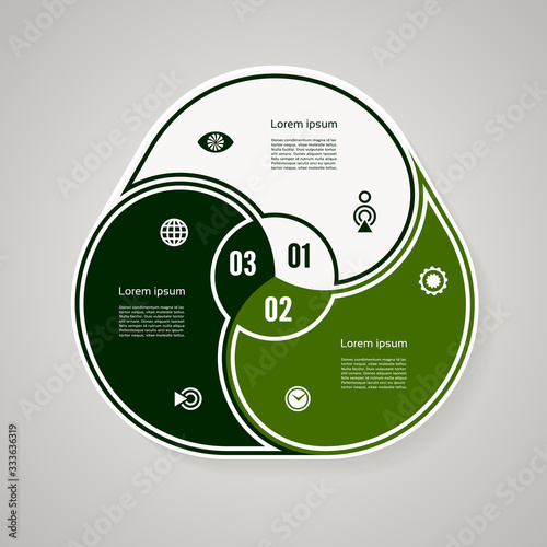 Vector circle infographic. Template for diagram, graph, presentation and chart. Business concept with three options, parts, steps or processes. Abstract background
