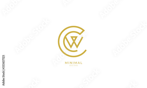 Alphabet letter icon logo CW or WC photo