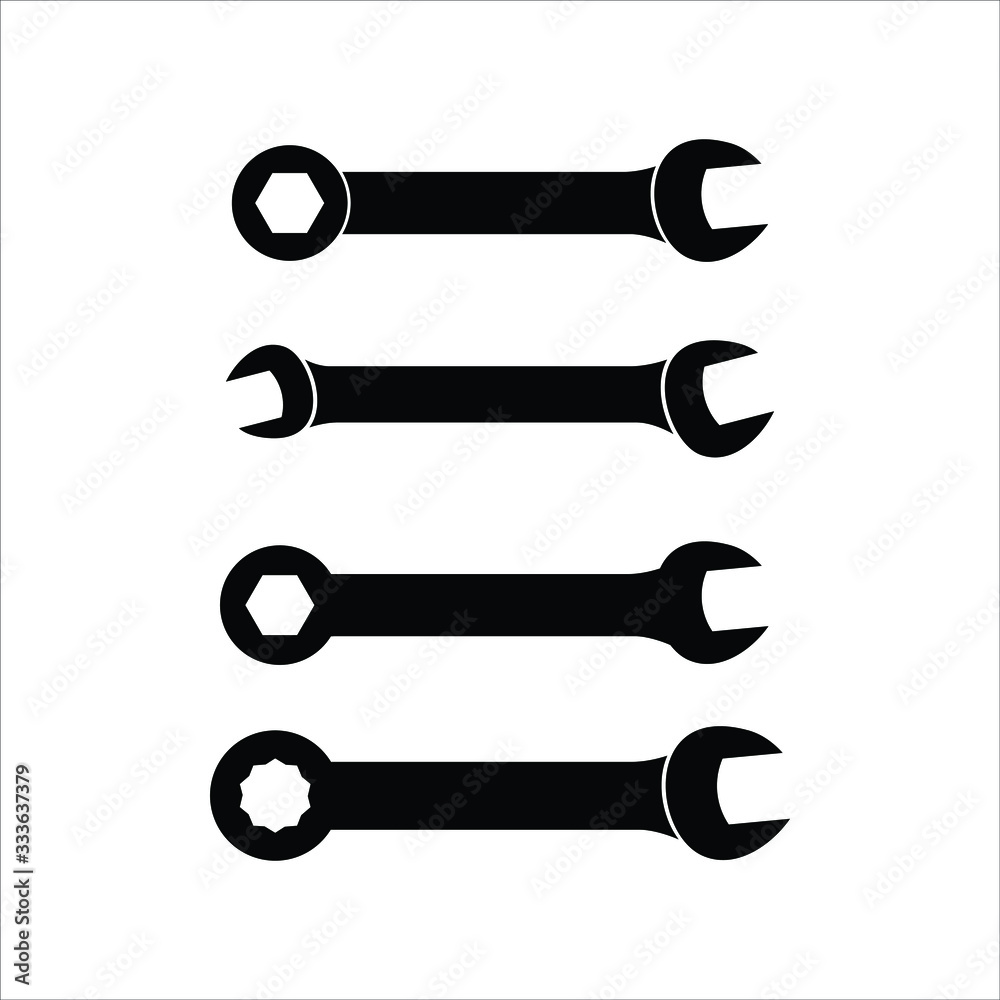 Wrench key icons set. Simple set of wrench key vector icons for web design on white background Wrench key icons set. Simple set of wrench key vector icons for web design on white background