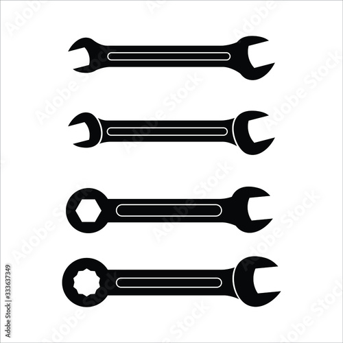 Wrench key icons set. Simple set of wrench key vector icons for web design on white background