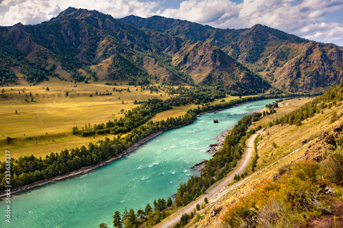 blue river in Altai mountains