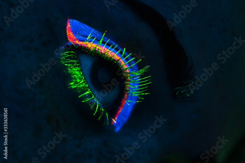 A fluorescent makeup on eye