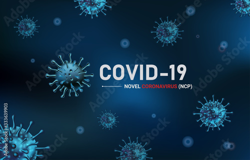 Coronavirus disease COVID-19 infection vector backgroud. Floating China pathogen respiratory influenza covid virus cells. Dangerous asian ncov corona virus, pandemic risk background design.