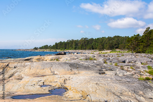 View of the rocky shore of Gasgrund island, Suvisaaristo area, Espoo, Finland photo