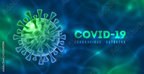 Coronavirus Covid-19 Disease Outbreak Concept With Viral Cell Vector Illustration