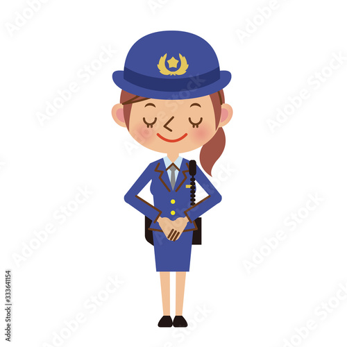 お辞儀する女性警察官