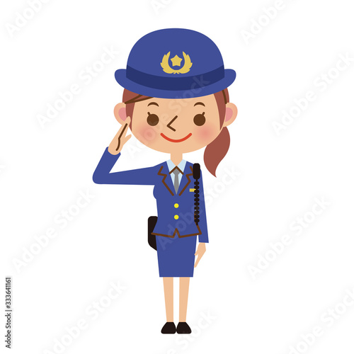 敬礼する女性警察官