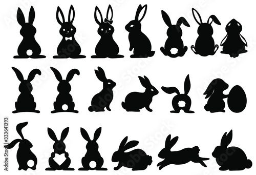 Obraz na plátne Set of silhouettes of rabbits