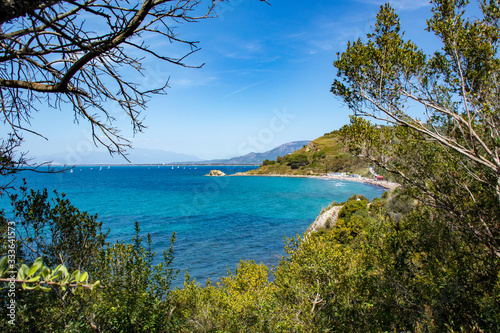 Fototapeta Naklejka Na Ścianę i Meble -  beautiful panorama on the sea of Agropoli in the bay of Trentova. Cilento and Vallo di Diano national park. Campania, Italy