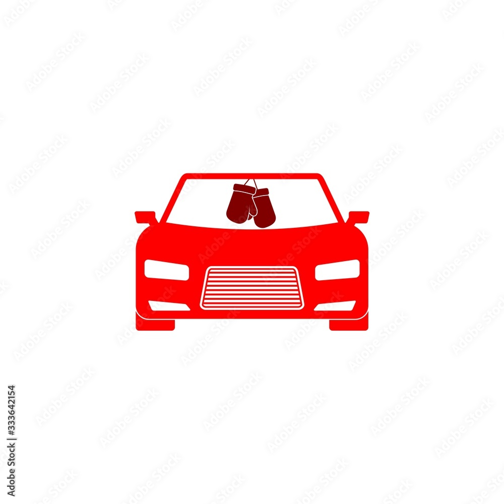 Car with boxing gloves icon isolated on white background
