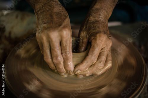 Canvas Print Making pottery with handicrafts