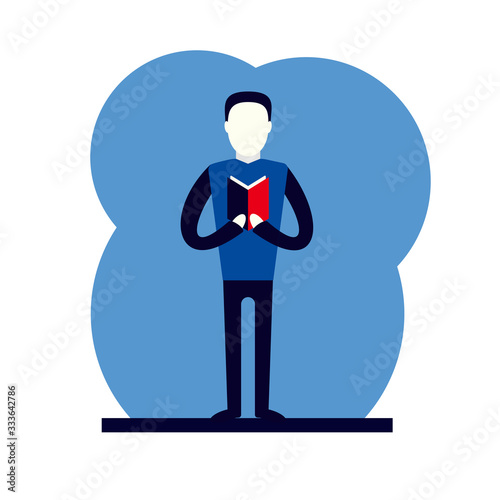 self growth study character reading flat vector
