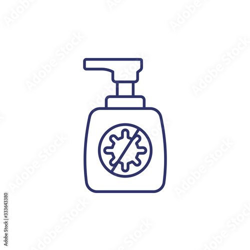 Hand sanitizer, antibacterial gel line icon