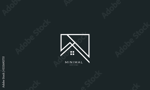 A line art icon logo of a house/roof
