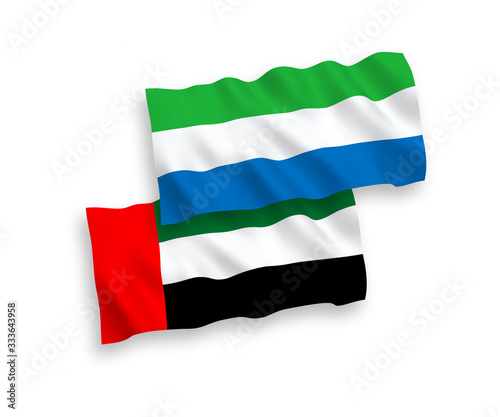 Flags of United Arab Emirates and Sierra Leone on a white background