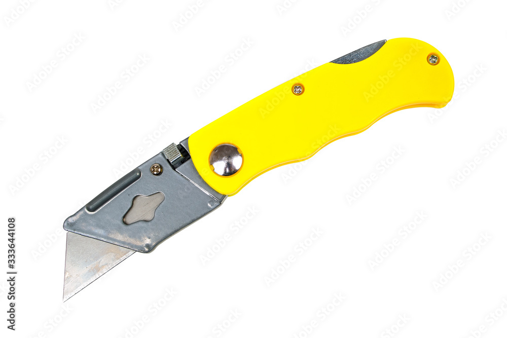 trapezoid blade clerical knife isolated on white background trapezoid blade clerical knife isolated on white background