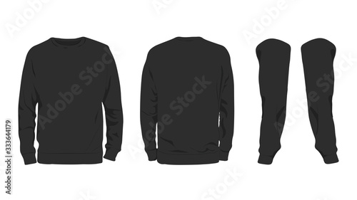 Slika na platnu Men's black sweatshirt template,from two sides and arms,isolated on white background