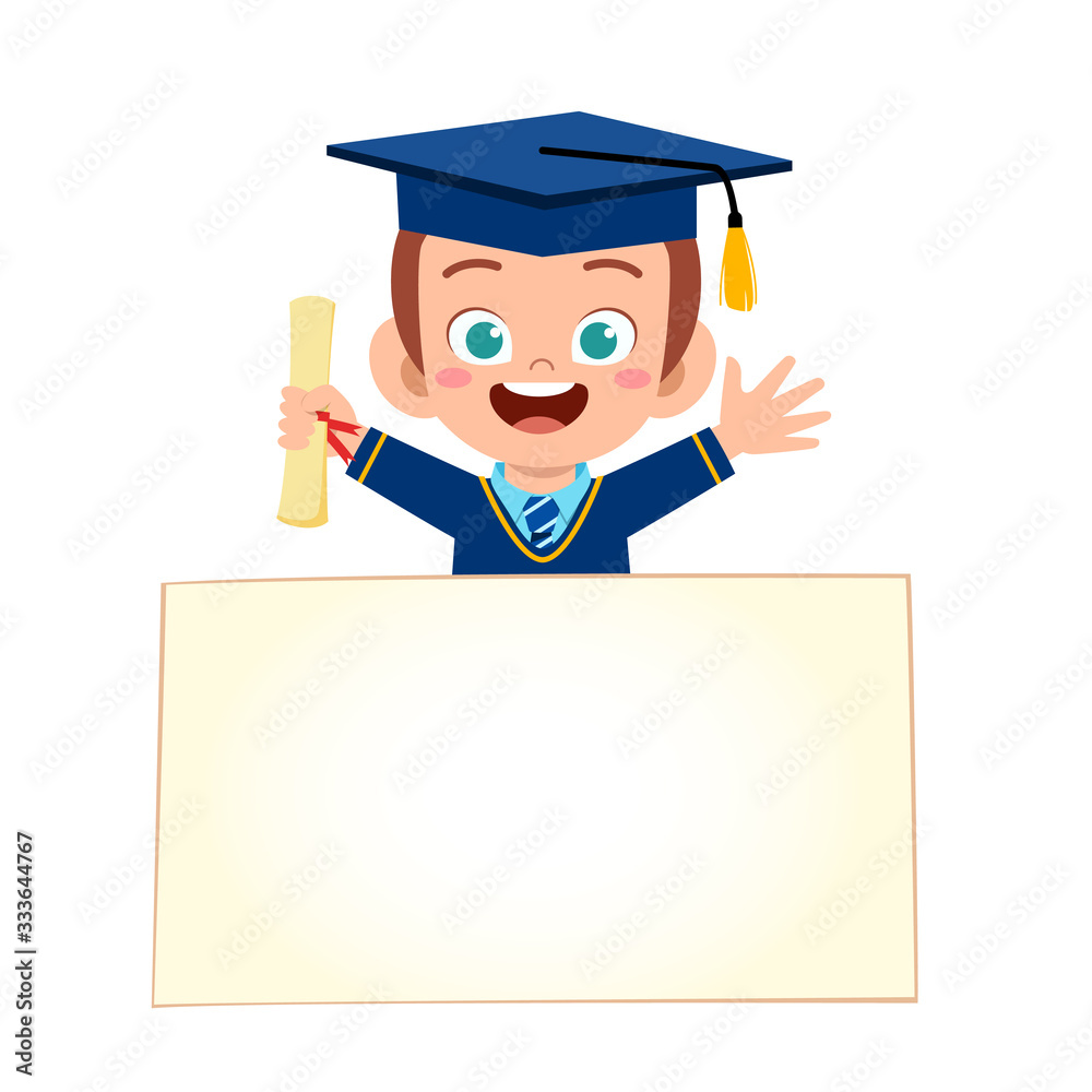 happy cute little kid boy with blank banner happy cute little kid boy with blank banner