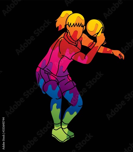 Ping Pong player, Table tennis action cartoon graphic vector