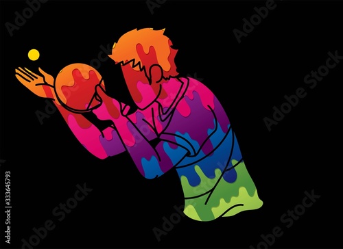 Ping Pong player, Table tennis action cartoon graphic vector