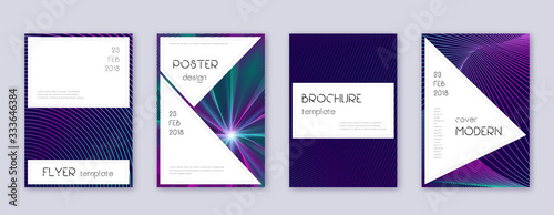 Stylish brochure design template set. Neon abstrac