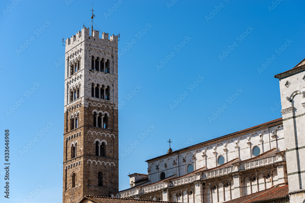 Lucca. Cathedral of San Martino (Saint Martin), in Romanesque Gothic style, XI century. Tuscany, Italy, Europe