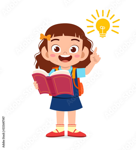 happy cute little kid boy with light idea