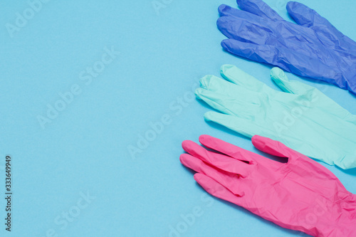 Color medical latex gloves for personal protection.
