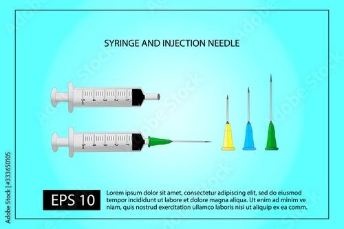Syringe and injection needle vector