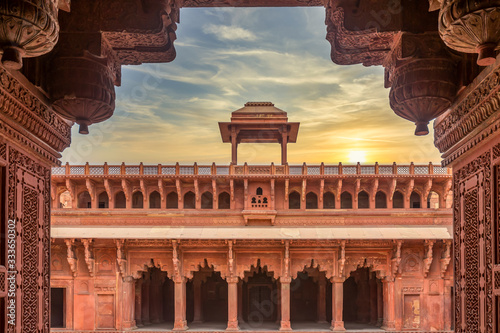 Slika na platnu Agra Fort built by Mughal Emperor Akbar, Historic red sandstone fort of medieval India, Agra Fort is a UNESCO World Heritage site in the city of Agra, Uttar Pradesh, India