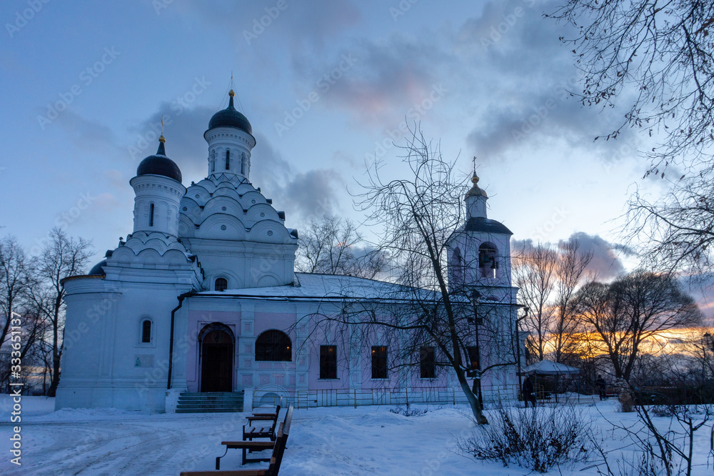 Medieaval Russian Christian   Church at Moscow , sunset