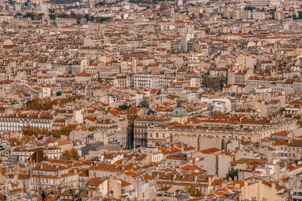 aerial view of Marseille rooftops