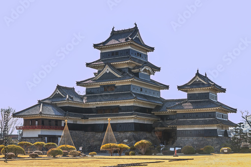 春の松本城の風景