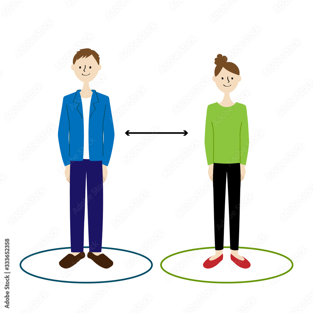 Obraz premium Illustration of people keeping distance to prevent spread of infectious disease(social_distancing)