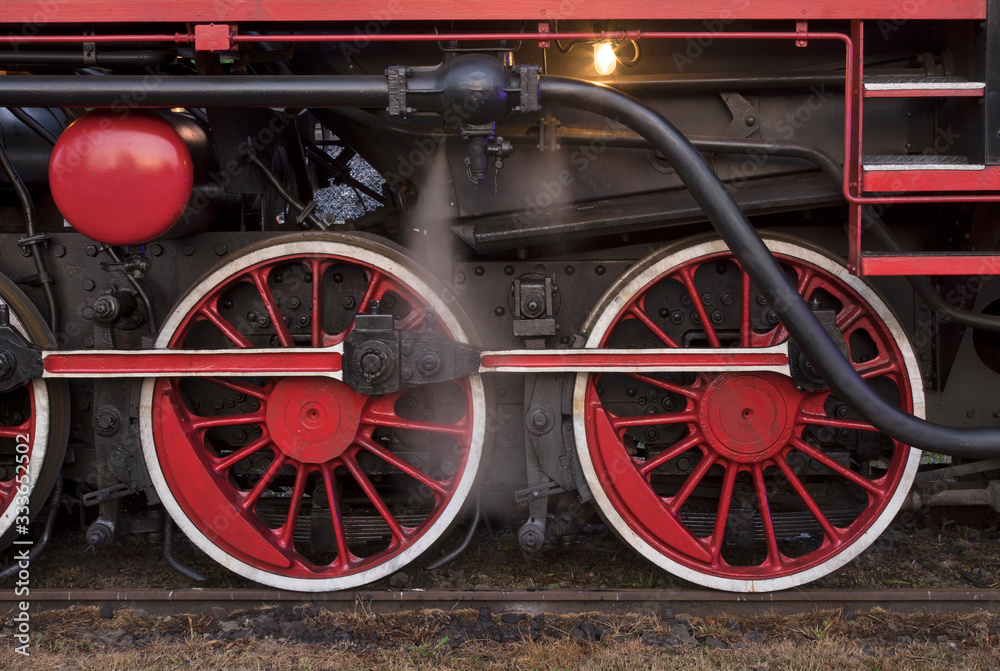 Naklejka premium Locomotive wheels in Chabowka. Poland 