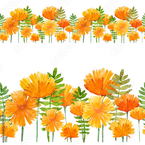 bouquet of flowers isolated on white background.seamless pattern border