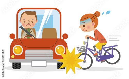車と自転車の衝突事故（男性と女性）