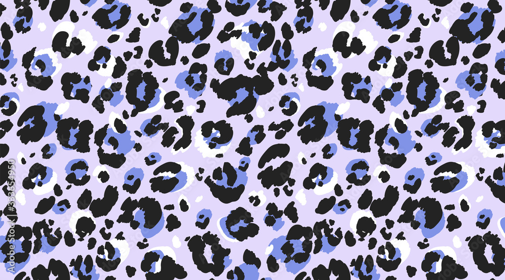 Fototapeta premium Leopard pattern seamless. Purple leo skin texture. Trendy seamless vector design for web and print. Textile, fabric and wallpaper art. Hand drawn illustration. Modern colour combination. 