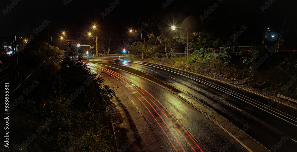 Fototapeta premium Light Trails At Traffic lights