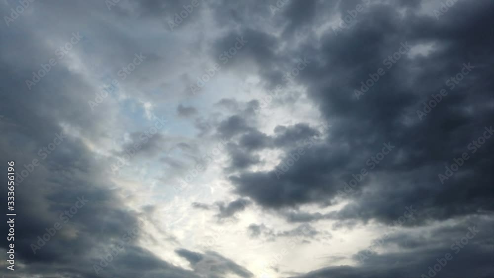 Ominous sky with nimbostratus clouds in time lapse with beautiful dramatic light and shadows effects Ominous sky with nimbostratus clouds in time lapse with beautiful dramatic light and shadows effects