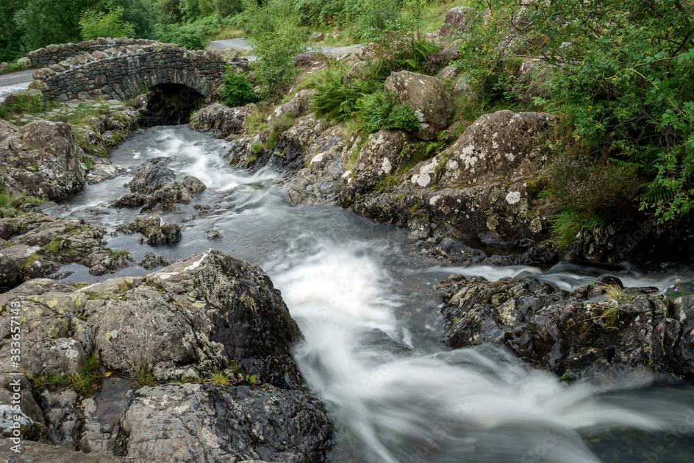 View of Ashness Bridge in the Lake district View of Ashness Bridge in the Lake district