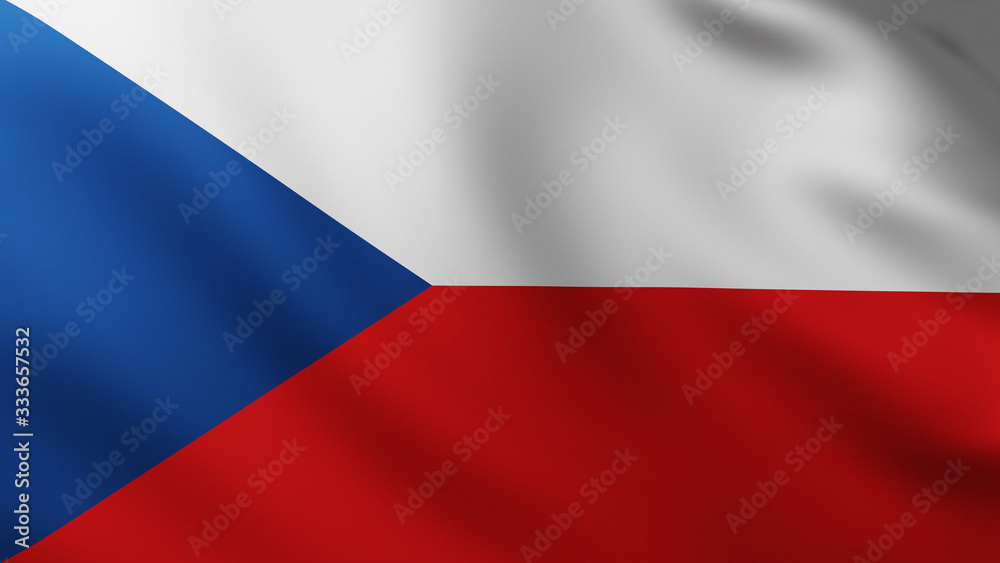Naklejka premium Large Flag of Czech Republic fullscreen background in the wind