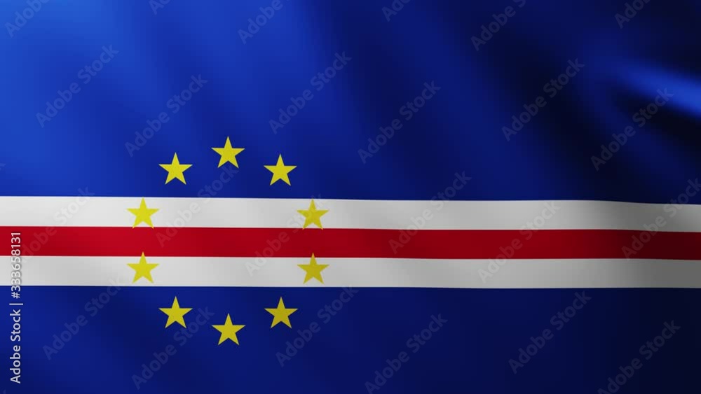 Large Flag of Cape Verde fullscreen background fluttering in the wind