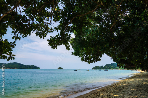 beauty in nature, Pangkor Island located in Perak State, Malaysia under bright sunny day and cloudy sky © amirul syaidi