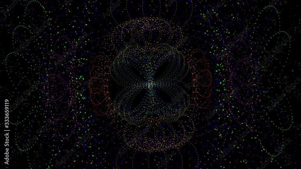 Abstract  psychedelic particle animation on black 